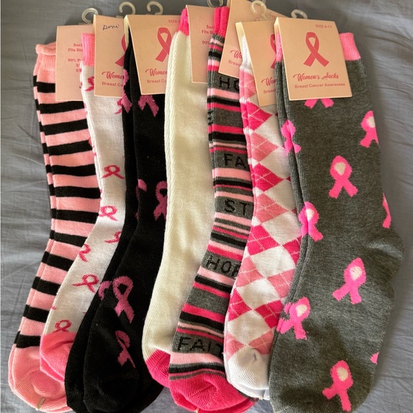 Accessories - Breast Cancer Awareness Socks - Pink, White, Black & Gray